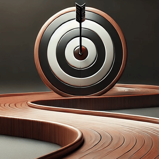 A strategic path leading to a target with an arrow, symbolizing goal-driven execution.