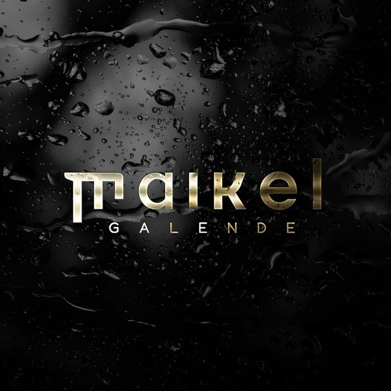 a black and gold logo with the words