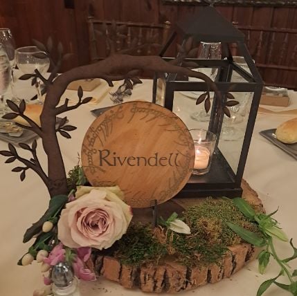 laser cut and painted wooden table centerpiece lotr