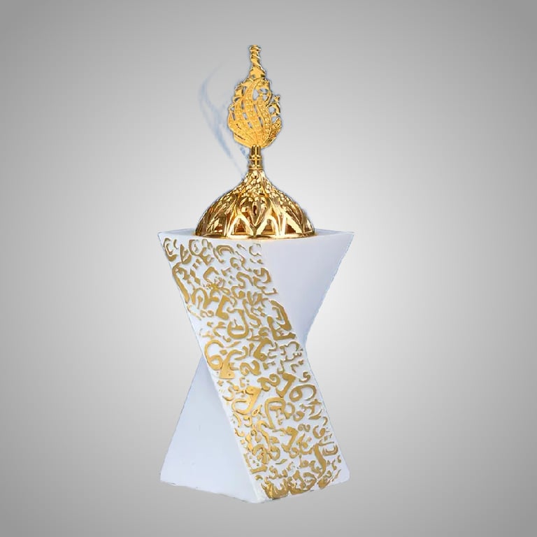 Brûleur d’encens en résine blanc et doré décoratif
