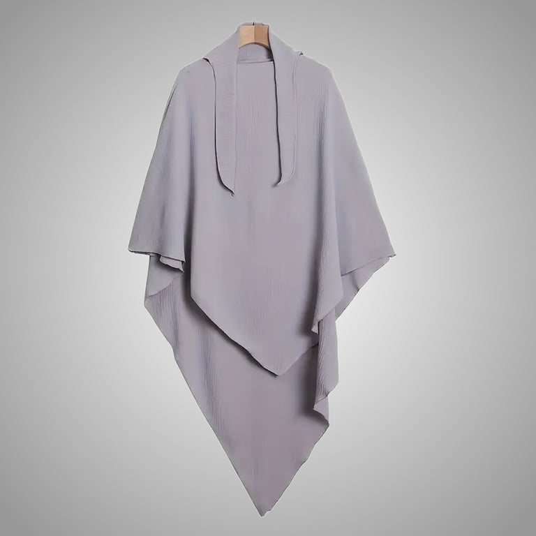 Khimar islamique gris long et élégant
