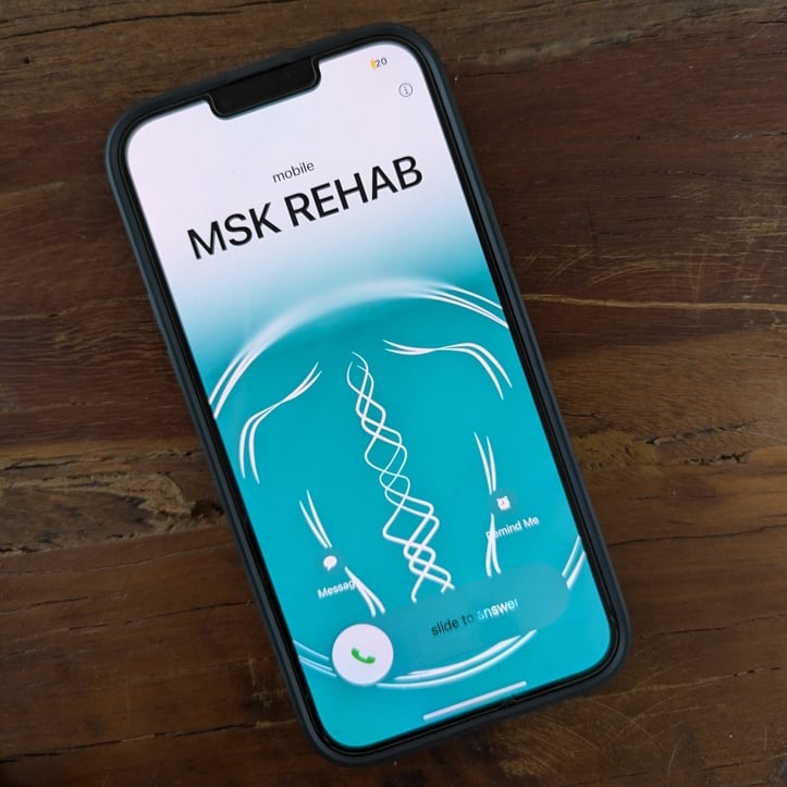 A phone receiving a call from MSK Rehab