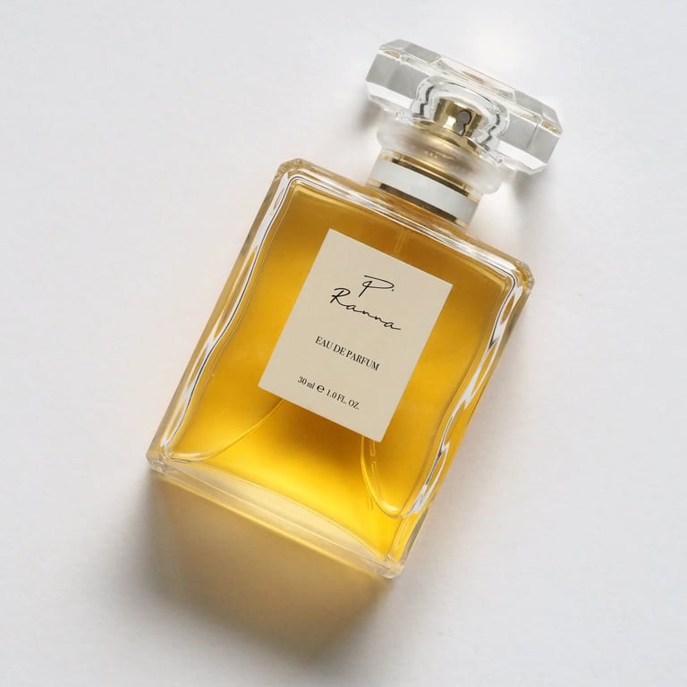 Création de packaging sur mesure pour P'Ranna, parfum unisexe, flacon