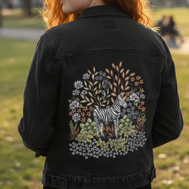 Girl wearing a printed jacket