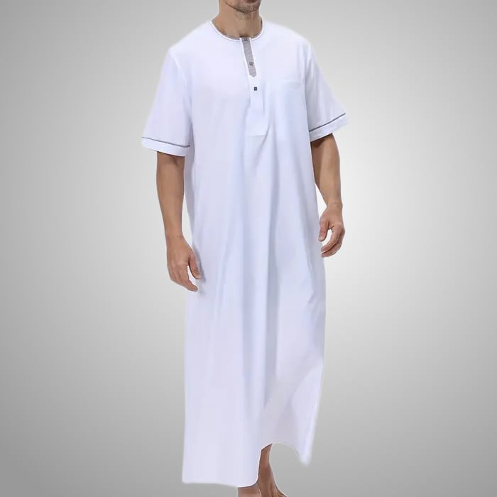 Qamis islamique homme blanc manches courtes élégant