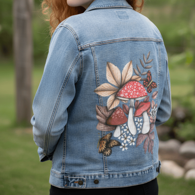Girl wearing a printed jacket