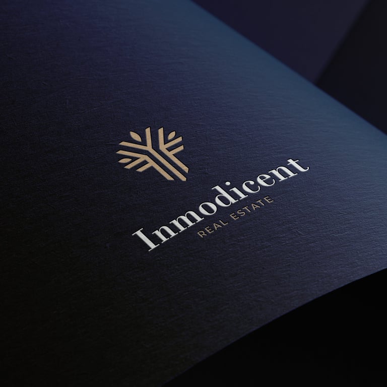 a close up of a real state book with a logo on it