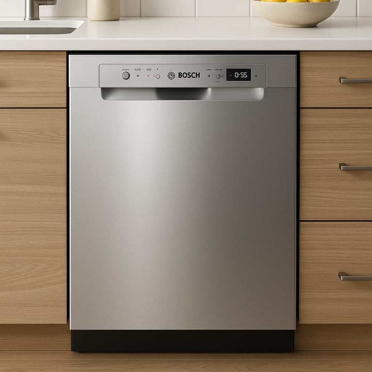 Bosch dishwasher in modern kitchen.