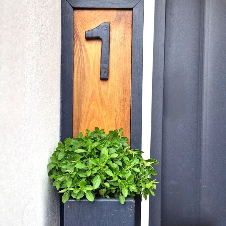 Handmade door number plant pot wall installed hanging fence planter pot with door sign plate personalised house number