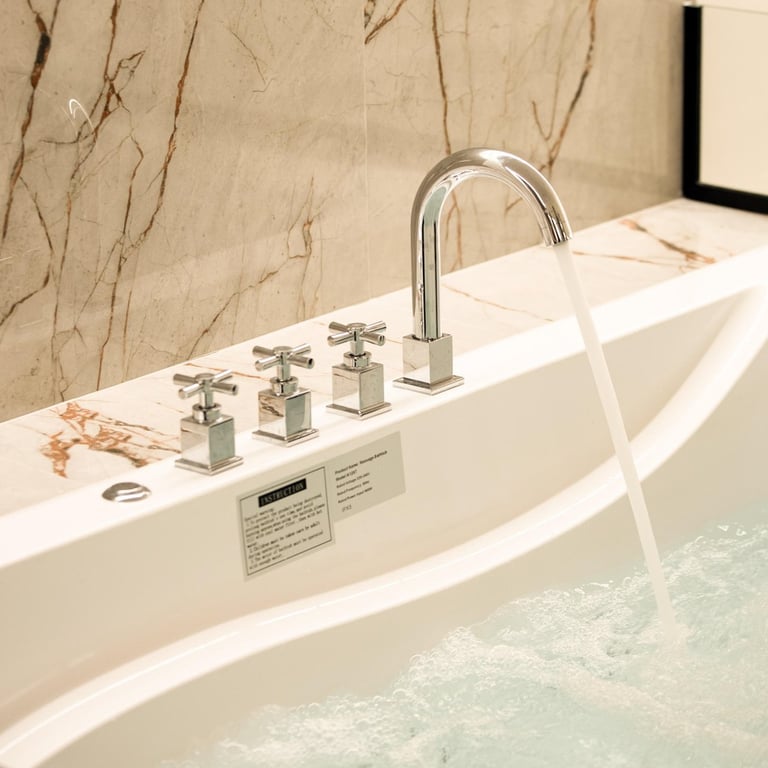 Double seated Jacuzzi with hydro massage feature overlooking the statue of Nike