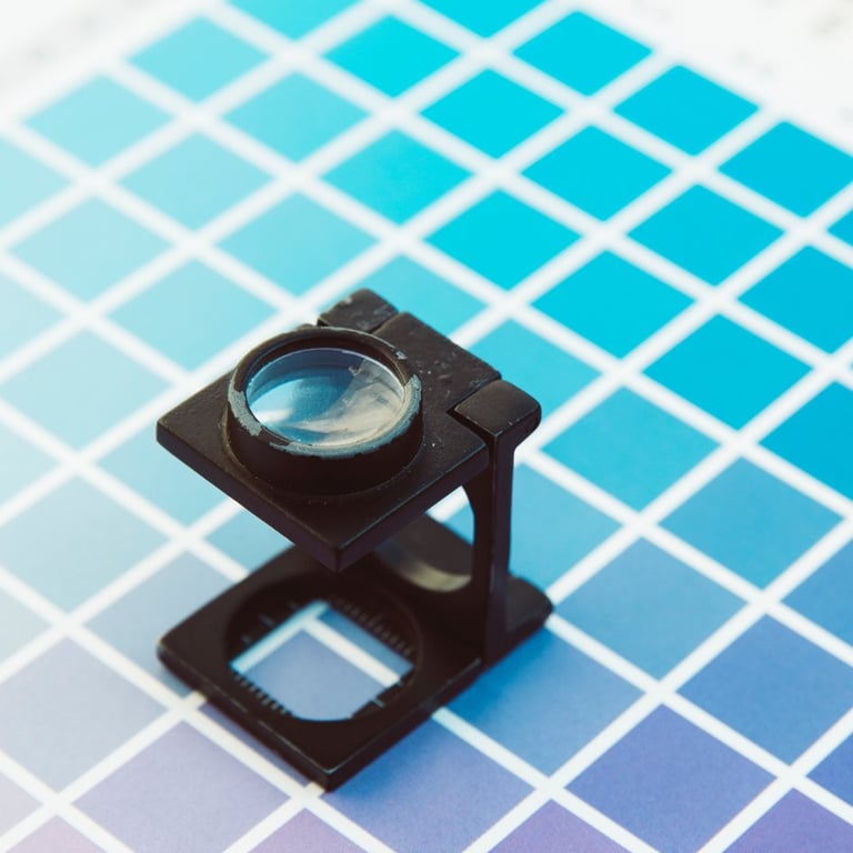 printing loupe on color gradient