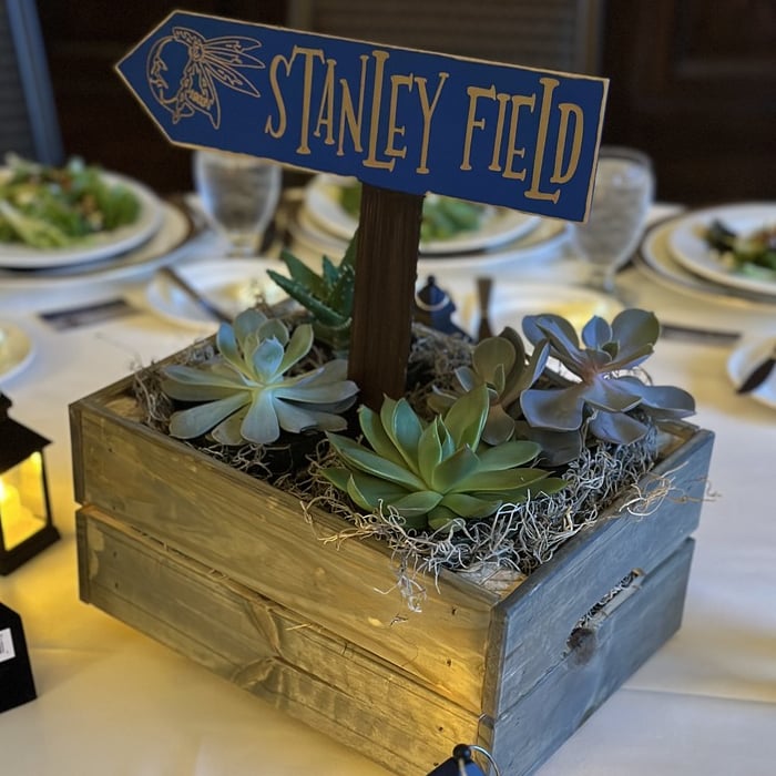 laser cut and painted wooden table centerpiece signs