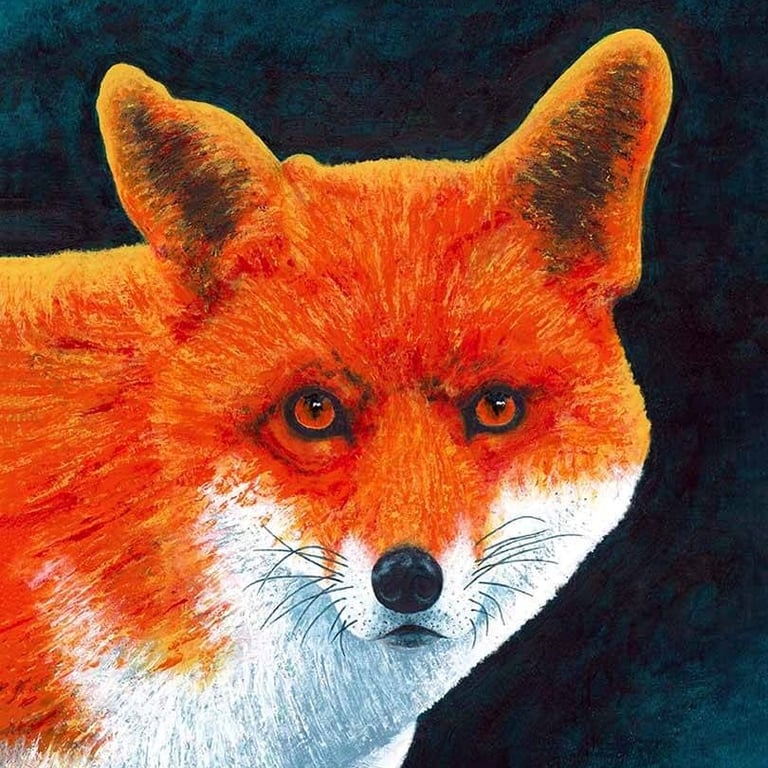 Acrylic painting of a red fox portrait
