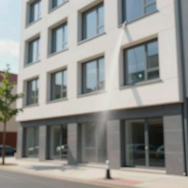 A clean building facade in Turnhout, looking modern and fresh after professional pressure washing.