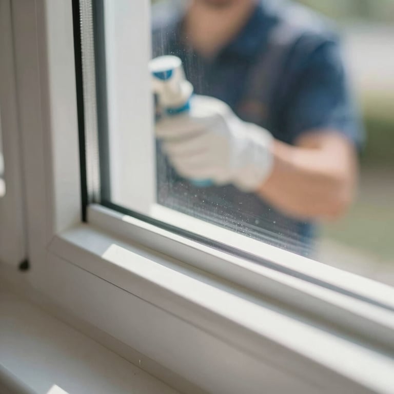 A close-up of a sparkling clean window frame, emphasizing the attention to detail and reliability of the service.