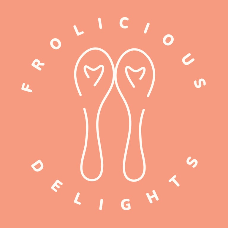 Frolicious Delights logo design — spoon heart motif brand mark