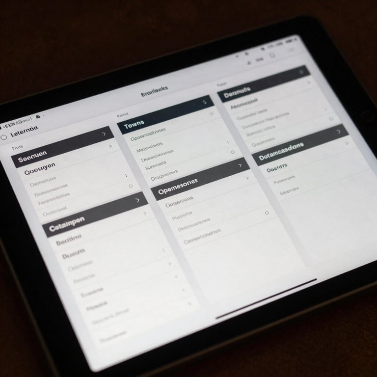 A detailed shot of a digital dashboard on a tablet showing clean data visualizations, representing operational oversight and workflow precision.
