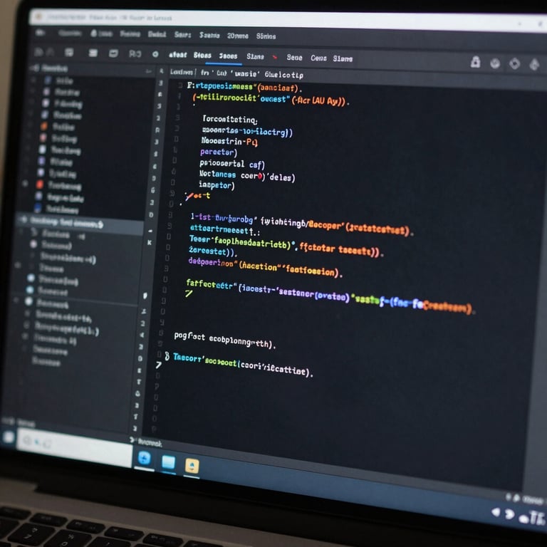 A detailed shot of a computer screen displaying clean lines of programming code in a dark mode editor.