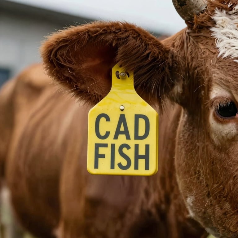 Detailed macro shot of a cow's ear tag, symbolizing meticulous record-keeping and traceability.