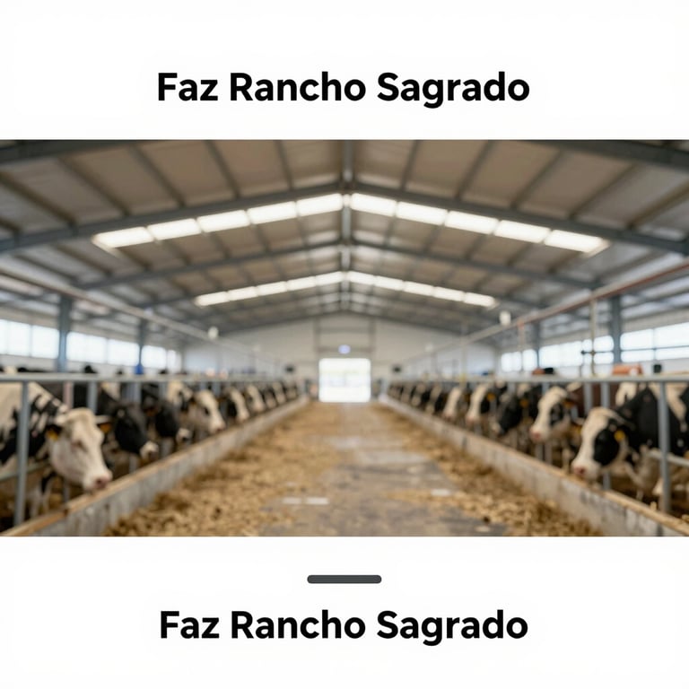 View of the modern milking facility at Faz Rancho Sagrado, clean lines and professional lighting.