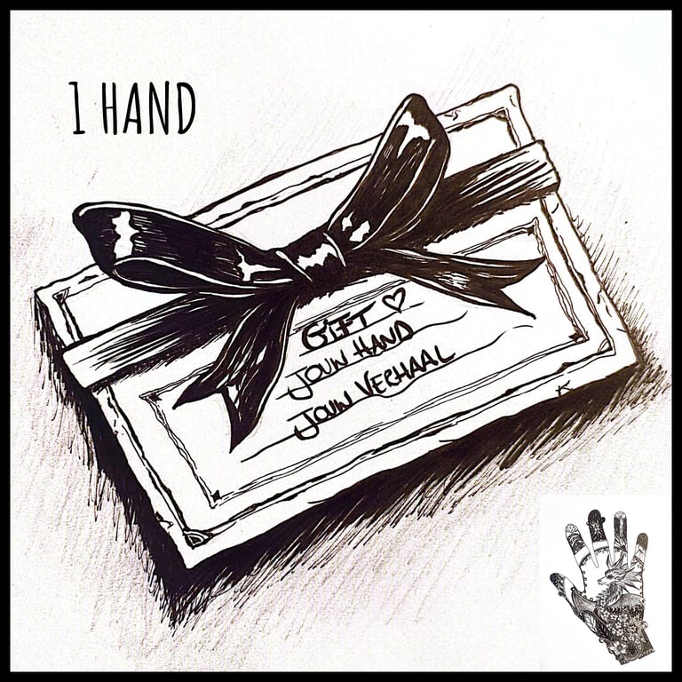 cadeau bon uniek betekenisvol cadeau hand getekend - 1 hand illustratie met draak mandala