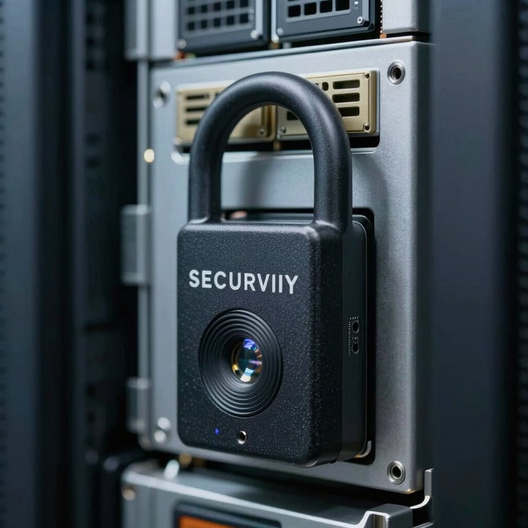 Close-up of a secure hardware security module in an enterprise data center environment.