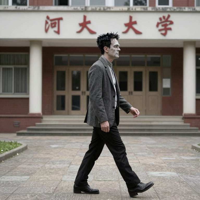 A shadowy figure standing by a window in an old Victorian house at twilight.