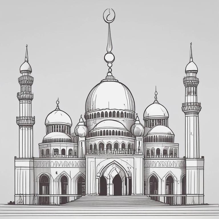 Icon of a mosque with a crescent moon atop its dome.