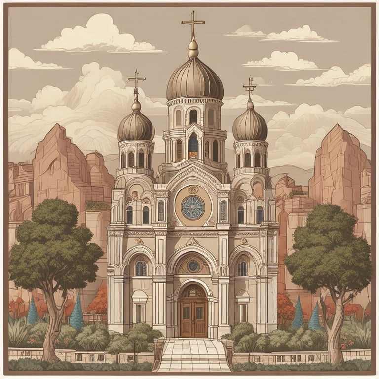 Icon of a classic church with a tall steeple.