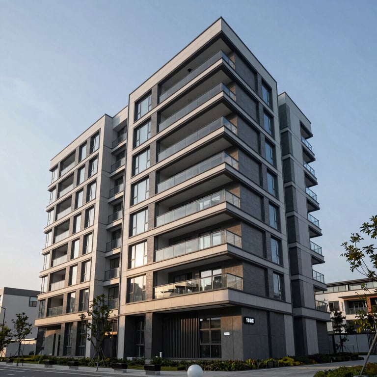 A high-quality architectural photo of a modern commercial property, representing real estate niche expertise.