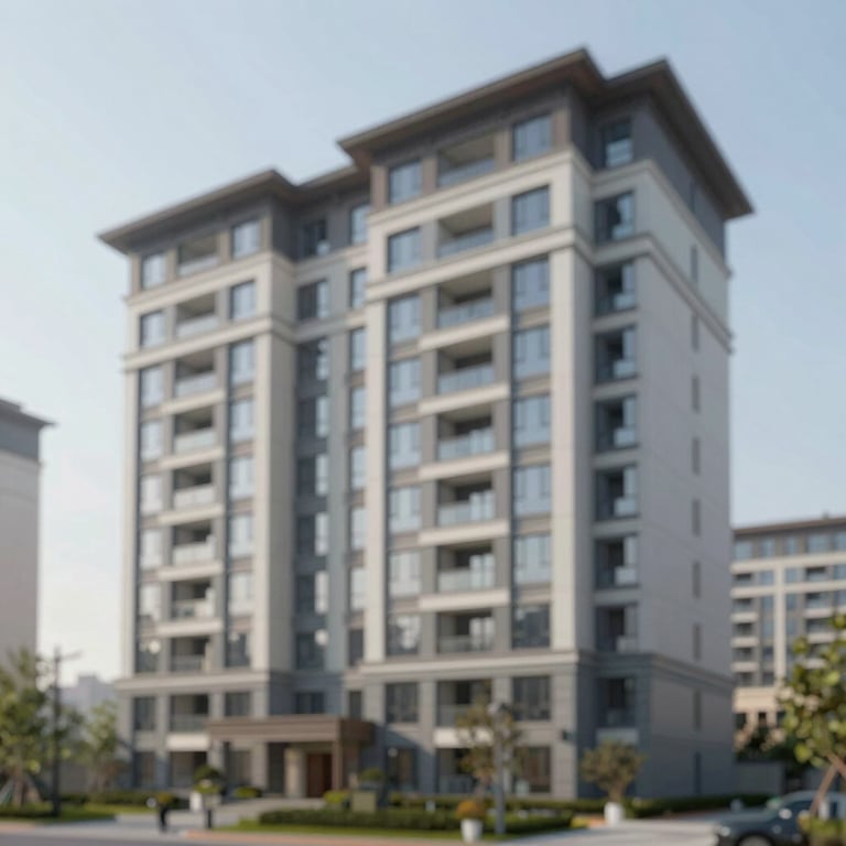 A finished residential complex with clean lines and modern materials, reflecting reliability and efficiency.