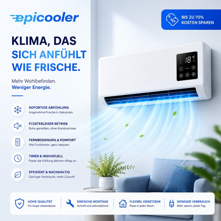 Epicooler Luftkühler mit Fernbedienung, leisem Betrieb und geringem Verbrauch