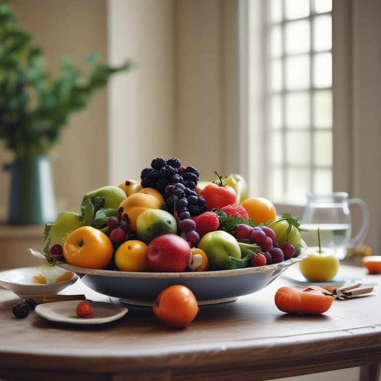 a variety of fruits and vegetables on a table