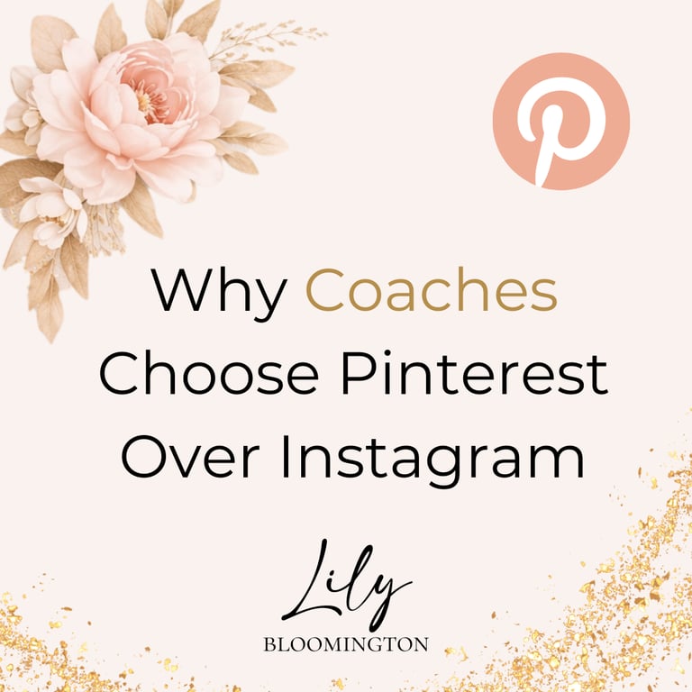 typo "why coaches choose pinterest over instagram" by Lily Bloomington on light pink background