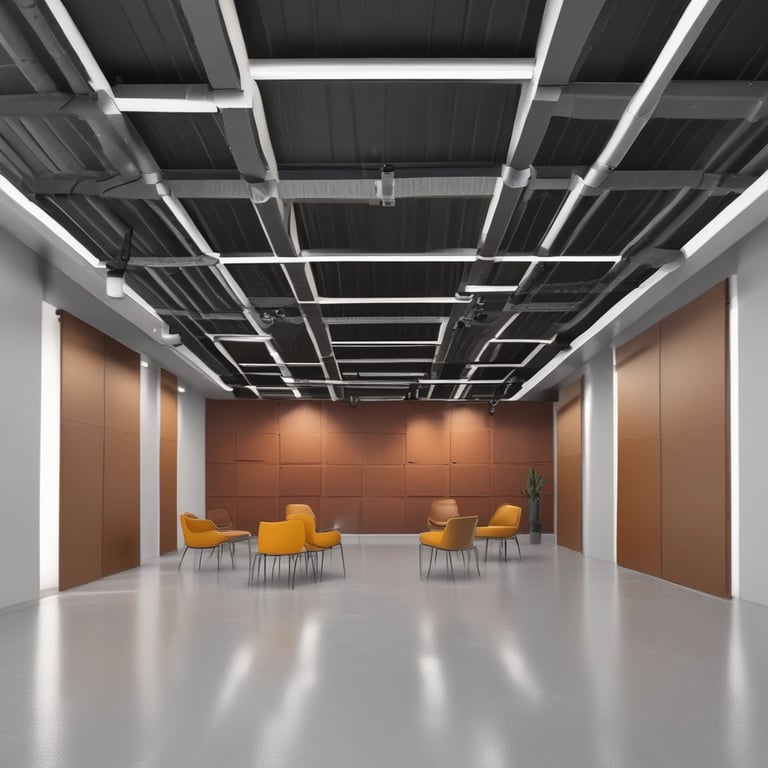 A custom home theater setup with plush seating and ambient lighting.