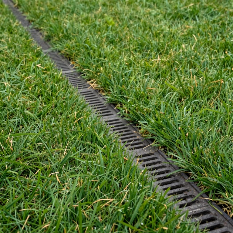 A detailed shot of a healthy green lawn over a drain field, showing the results of proper system maintenance.