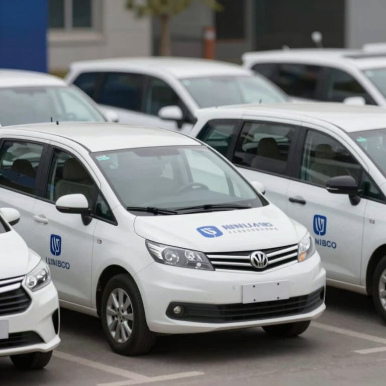 A fleet of valet vehicles ready for a corporate event, showing professional branding and clean lines.