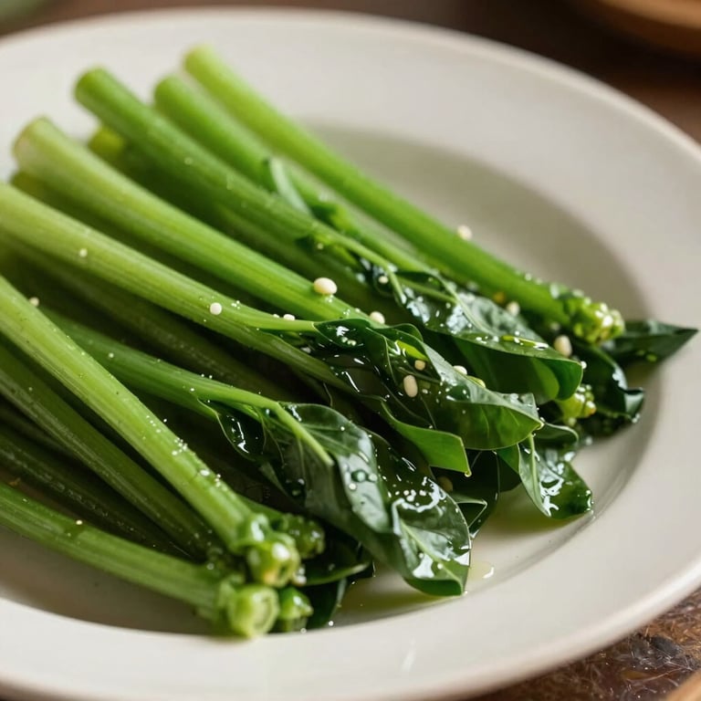 Close up of a healthy, vibrant meal with green vegetables on a crisp off-white plate, signifying longevity.