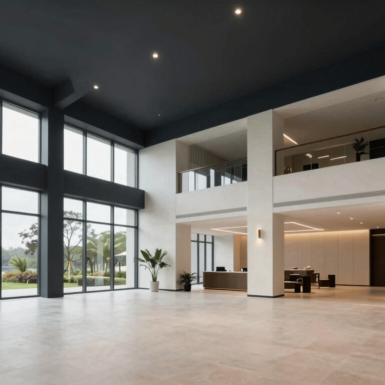 A focused person performing a controlled barbell lift in a clean, modern gym with steel blue walls.