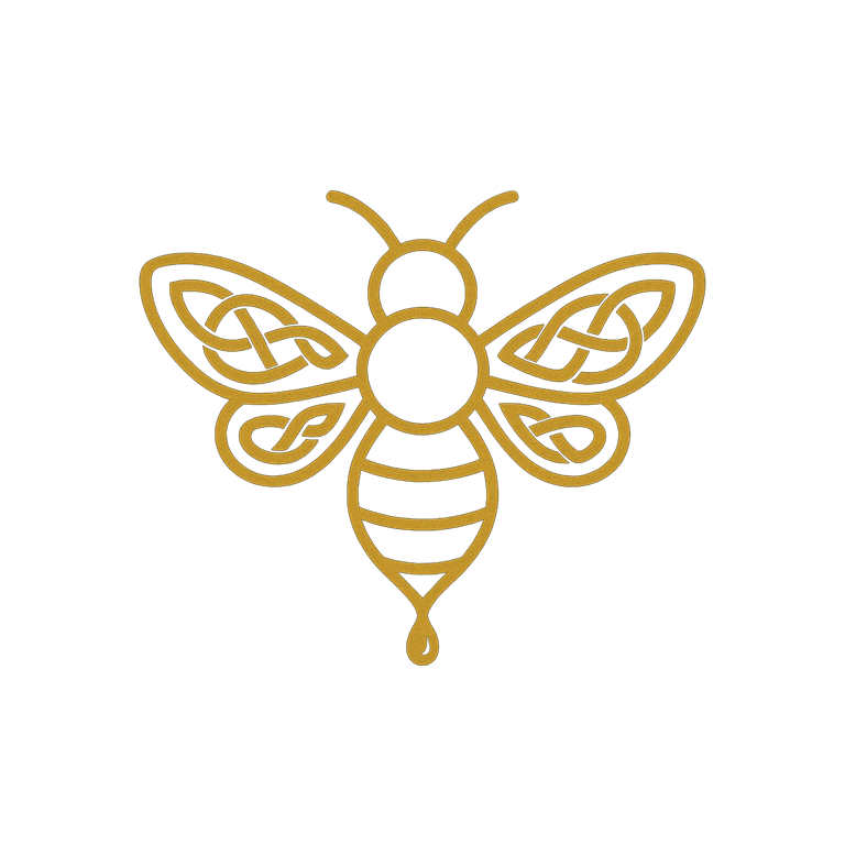 Pagan Honey Productions bee logo on transparent background