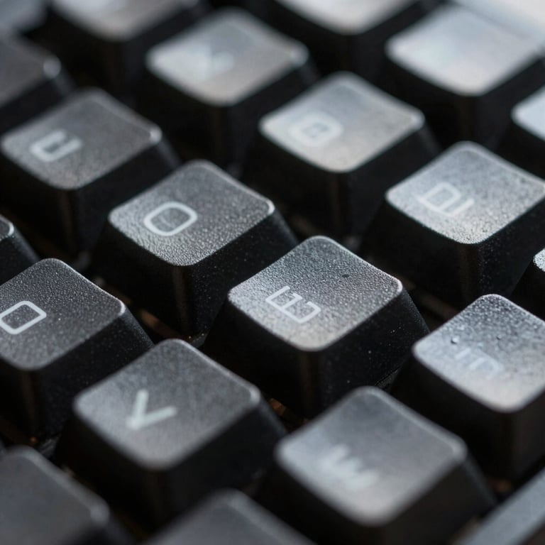 A macro shot of a mechanical keyboard with soft lighting, representing the craftsmanship of manual and automated testing.
