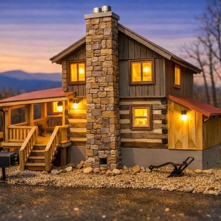 Romantic Gatlinburg honeymoon cabin featuring a private hot tub and cozy fireplace for couples.