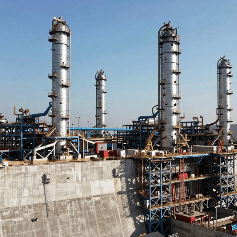 Large-scale hydraulic dam with concrete overflow structures in a Mexican mountainous region, corporate photography.