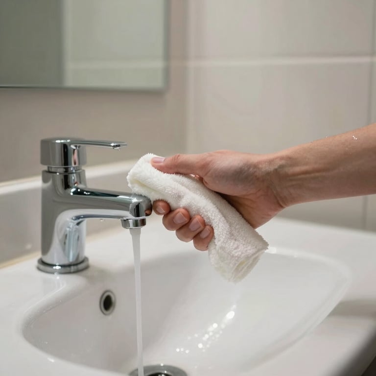 A sparkling clean commercial bathroom in a casino, showing high attention to detail and hygiene.
