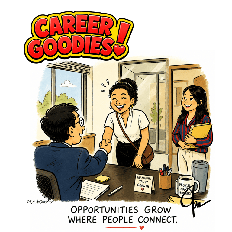 Cartoon of building relationships in the workplace