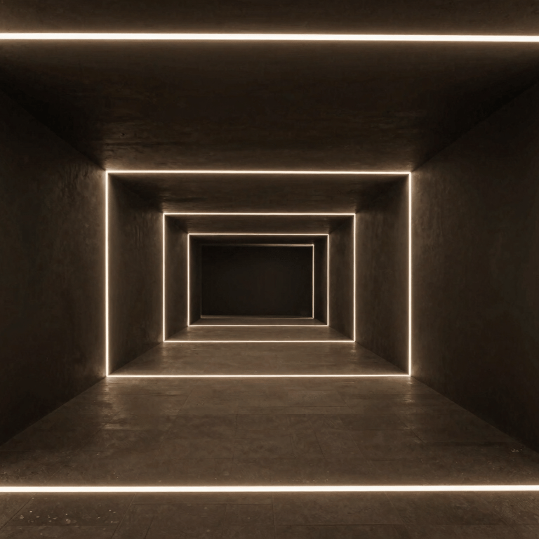 Minimalist shot of a modern skyscraper's glass corner against a deep black sky, with one window glowing vibrant neon yellow.