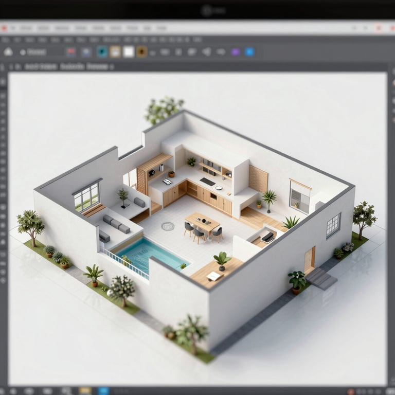 Close up of an Autodesk interface showing a detailed architectural space design plan.