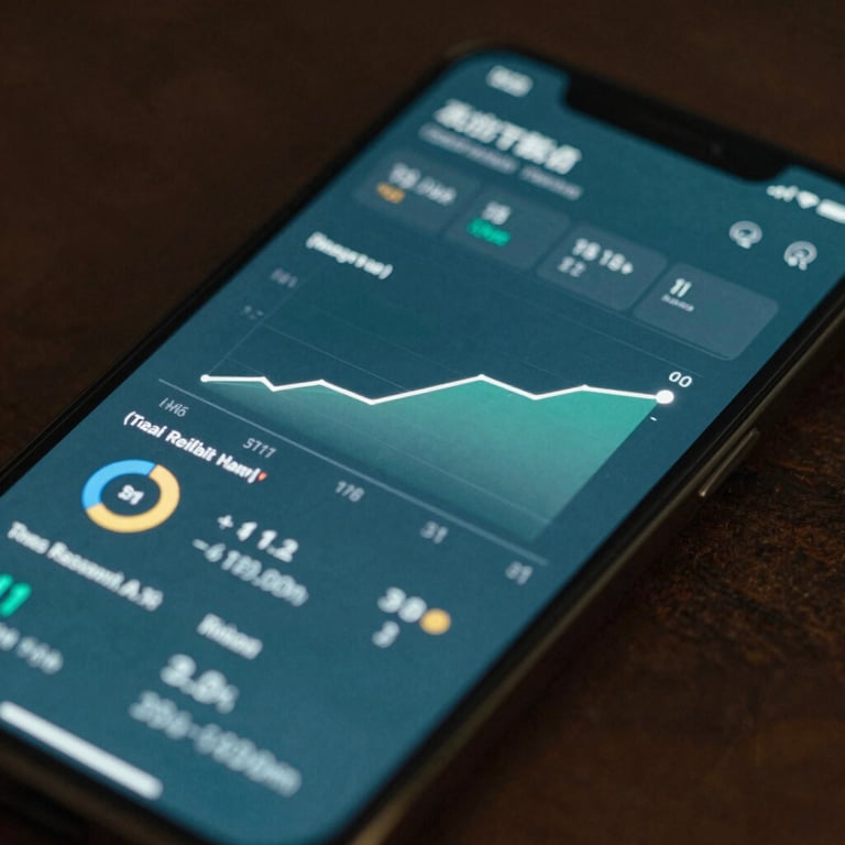 A digital dashboard displayed on a smartphone screen showing growing analytics and success metrics in a Deep Teal theme.