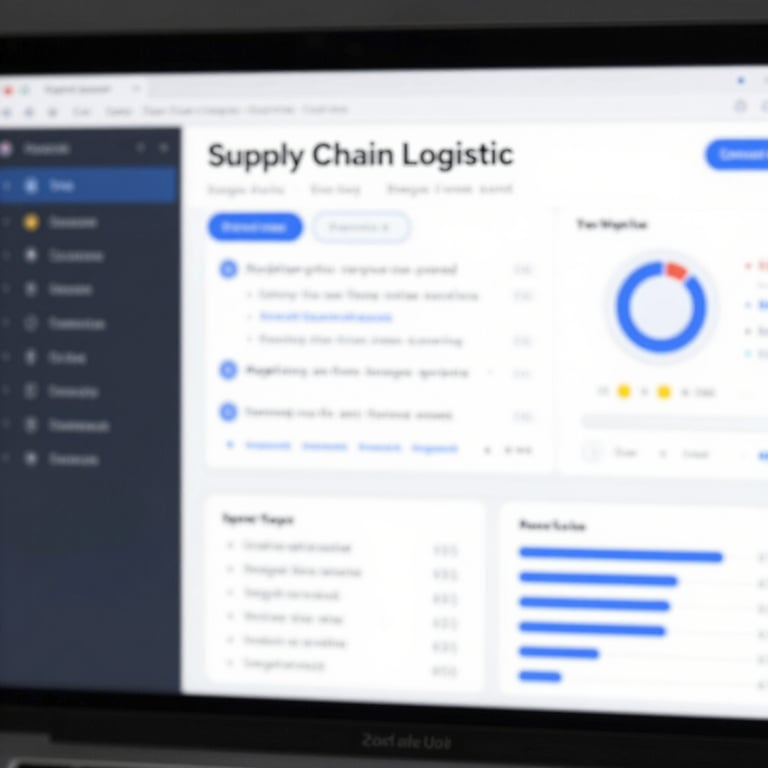 A digital interface showing supply chain logistics with data visualizations, representing transparency and modern data science.