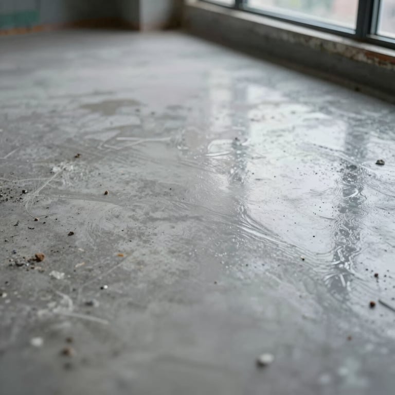 A post-construction site after deep cleaning, showcasing clear surfaces and no debris.
